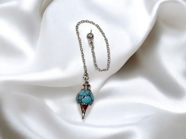 Pendule sphère howlite turquoise